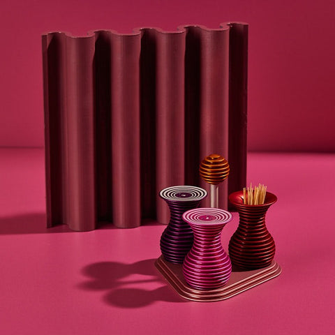Salt, Pepper & Toothpick Set - Grooved