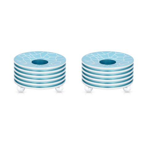 Round Shabbat Candleholders - Grooved