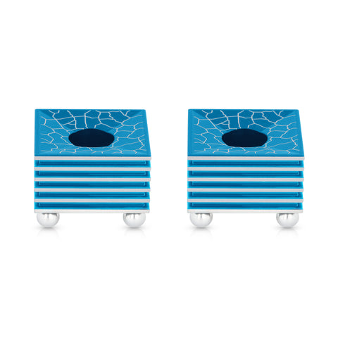 Square Shabbat Candleholders - Grooved
