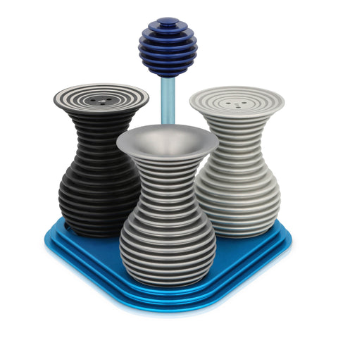 Salt, Pepper & Toothpick Set - Grooved